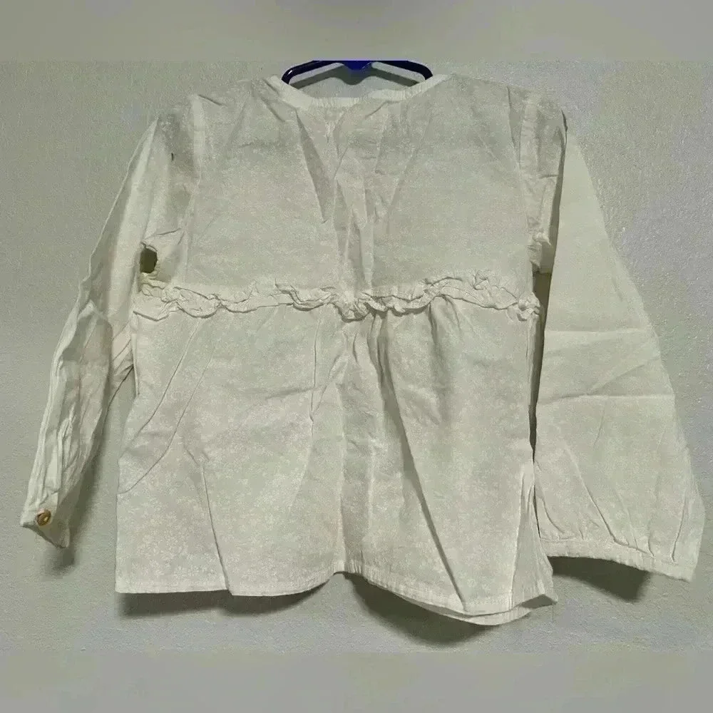 265. Zara baby girl embroidered white blouse set of 2 sz 3/4 years